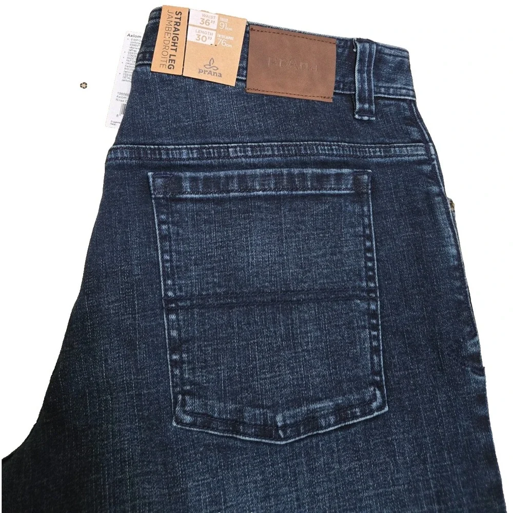 Prana Axiom Straight Leg Jean Men's 36X30 Rinse Chipped Wash NWT